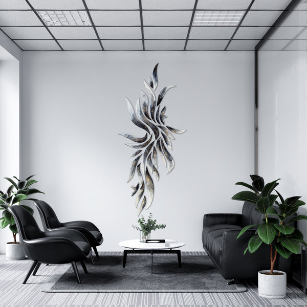 Black, White and Gold 102x47" Wall Sculpture