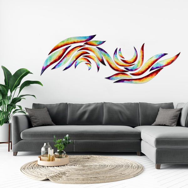 Rainbow Mural 99x34" Wall Sculpture