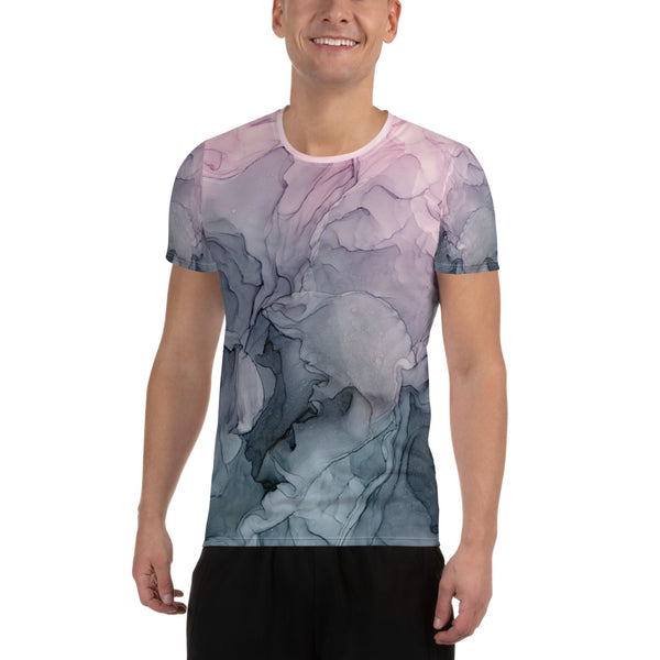 Blush and Paynes Gray Men's Athletic T-shirt