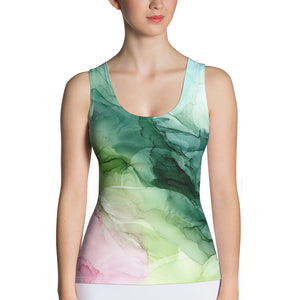 Pink and Green Women's Tank Top